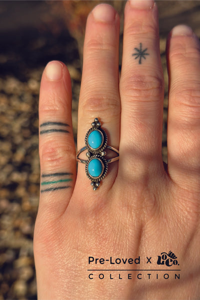 Turquoise Sterling Silver Ring (Size 7) Pre-Loved x Loco Collection