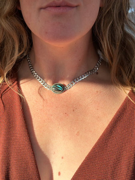 Blue Moon Turquoise Chunky Curb Chain Necklace