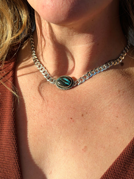 Blue Moon Turquoise Chunky Curb Chain Necklace