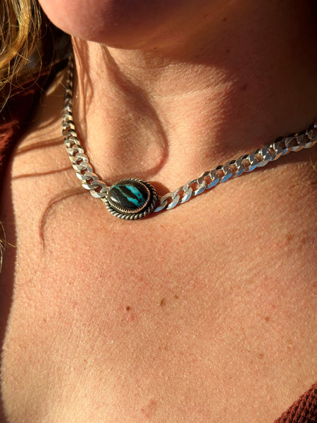 Blue Moon Turquoise Chunky Curb Chain Necklace