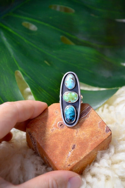 Sonoran, Golden Hills & Bisbee Turquoise Sterling Silver Ring (Size 6.75)