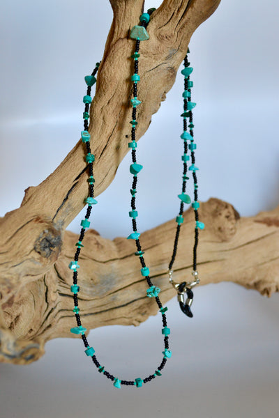 Teal & Black Beaded 2-in-1 Lanyard or Necklace