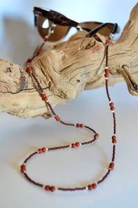 Red & Maroon Beaded 2-in-1 Lanyard or Necklace