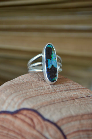 Boulder Opal Sterling Silver Ring (Size 8.5)