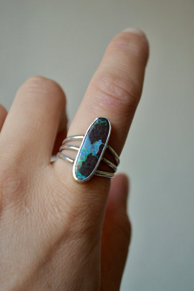 Boulder Opal Sterling Silver Ring (Size 8.5)
