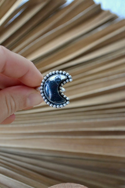 White Buffalo Moon Sterling Silver Ring (Size 9)