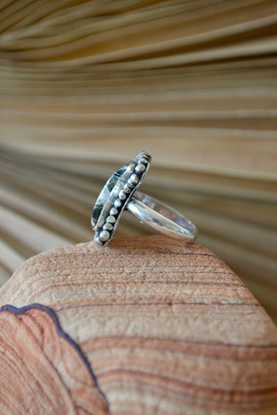White Buffalo Moon Sterling Silver Ring (Size 8)