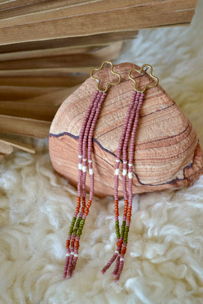 Hand-beaded Fringe Earrings