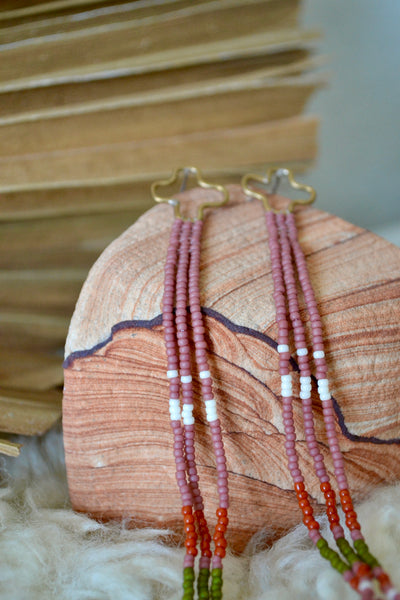 Hand-beaded Fringe Earrings