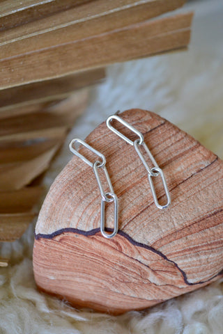 Paperclip Chain Stud Earrings