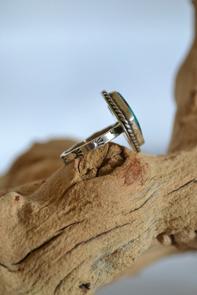 Bisbee Turquoise Sterling Silver Ring (Size 10)
