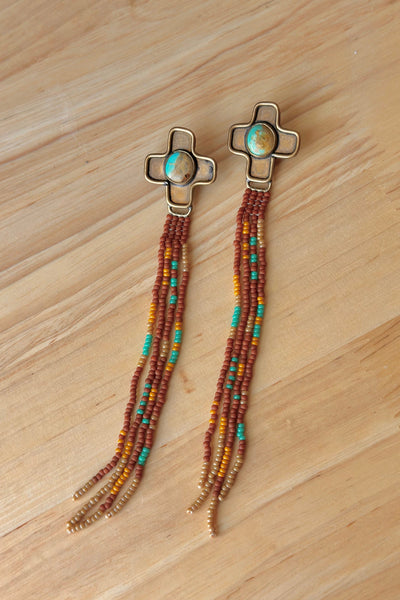 Kingman Turquoise topped Beaded Earrings