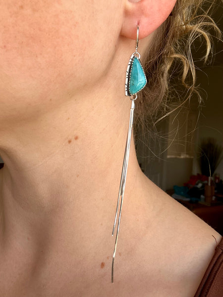 Natural Whitewater Campito Turquoise Fringe Earrings