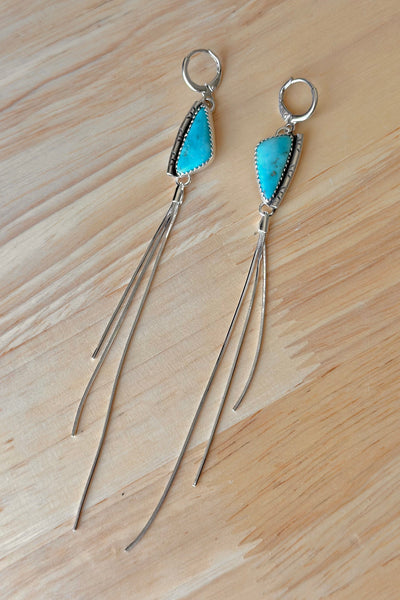Natural Whitewater Campito Turquoise Fringe Earrings