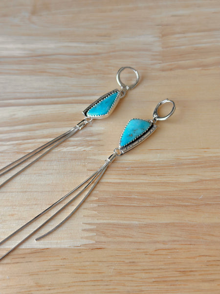 Natural Whitewater Campito Turquoise Fringe Earrings