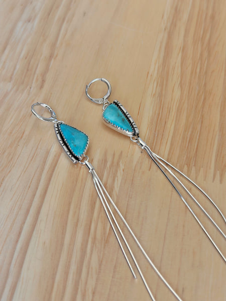Natural Whitewater Campito Turquoise Fringe Earrings