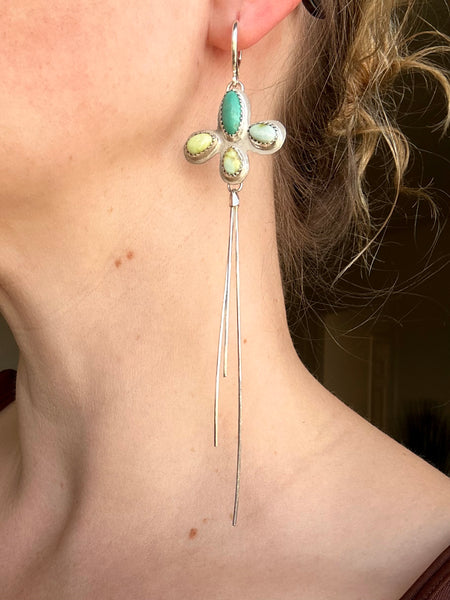 Campito Turquoise & Palomino Varscite Fringe Earrings