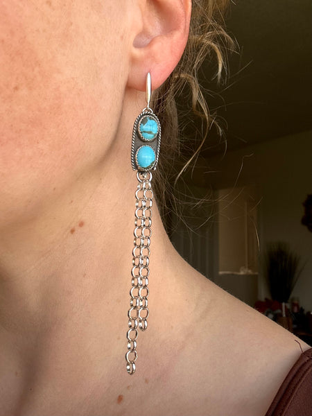 Kingman Turquoise Chain Fridge Earrings