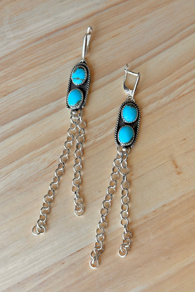 Kingman Turquoise Chain Fridge Earrings
