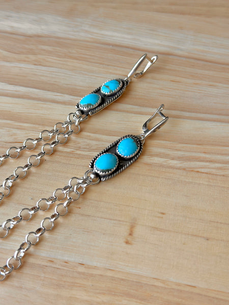 Kingman Turquoise Chain Fridge Earrings