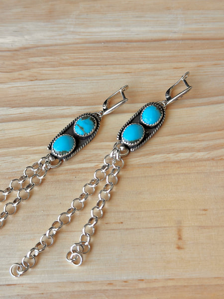 Kingman Turquoise Chain Fridge Earrings