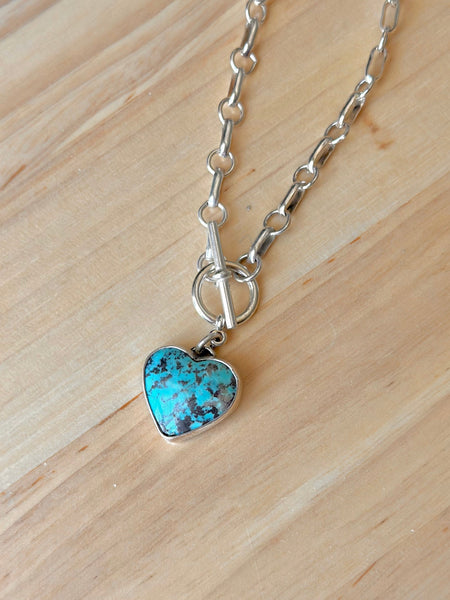 Kingman Turquoise Sterling Silver Toggle Necklace