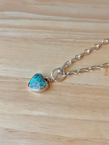 Kingman Turquoise Sterling Silver Toggle Necklace