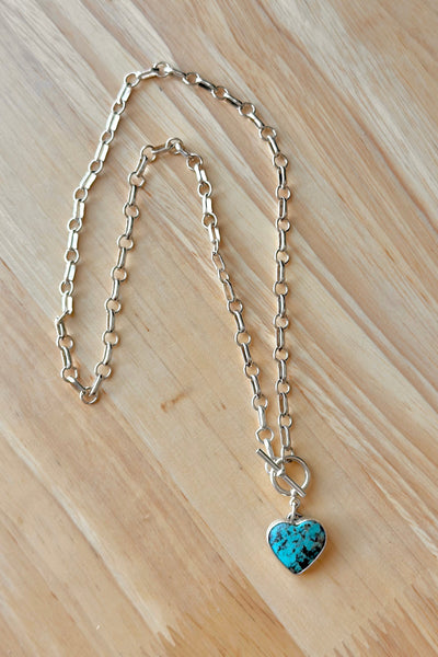 Kingman Turquoise Sterling Silver Toggle Necklace