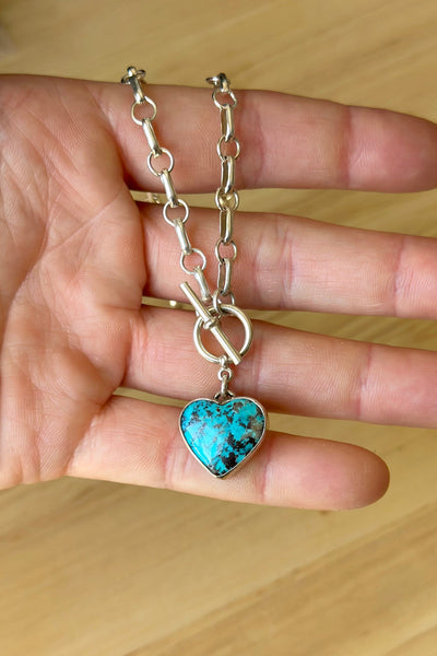 Kingman Turquoise Sterling Silver Toggle Necklace