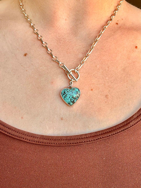 Kingman Turquoise Sterling Silver Toggle Necklace
