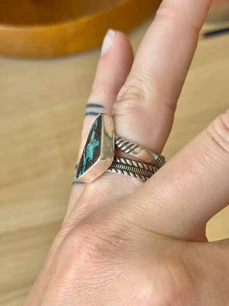 Boulder Opal Sterling Silver Ring (Size 8)
