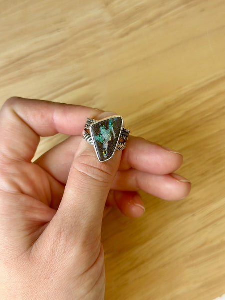 Boulder Opal Sterling Silver Ring (Size 8)
