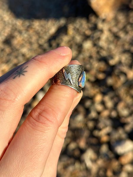 Opal Sterling Silver Ring (Size 6.5)