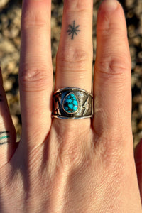 Egyptian Turquoise Sterling Silver Ring (Size 8.5)