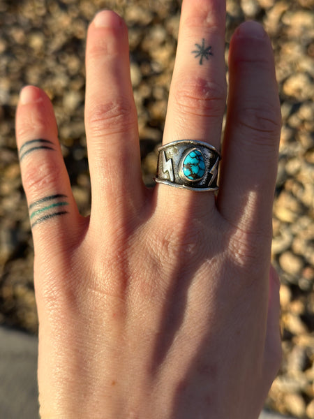 Egyptian Turquoise Sterling Silver Ring (Size 8.5)
