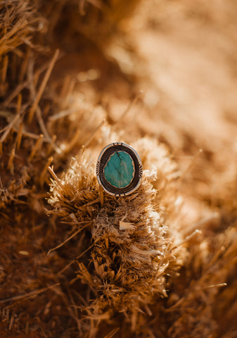 Turquoise Sterling Silver Ring (Size 6.5)