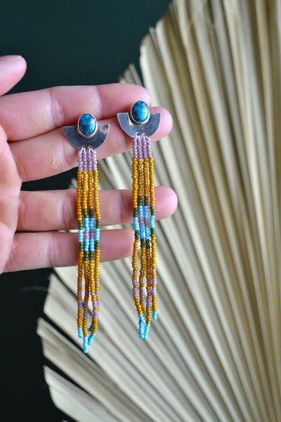 Kingman Turquoise topped Beaded Earrings