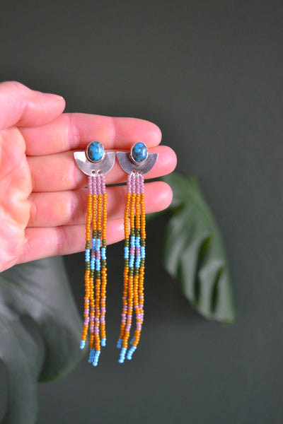 Kingman Turquoise topped Beaded Earrings