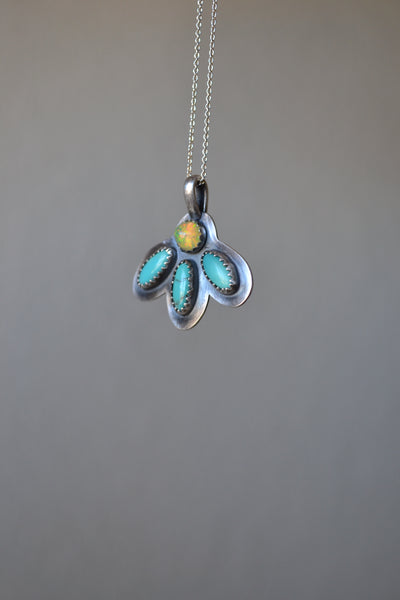 Opal & Turquoise Necklace (16" chain)