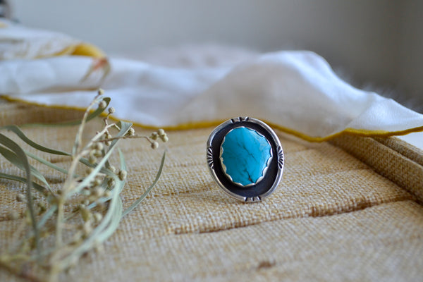 Turquoise Sterling Silver Ring (Size 6.5)