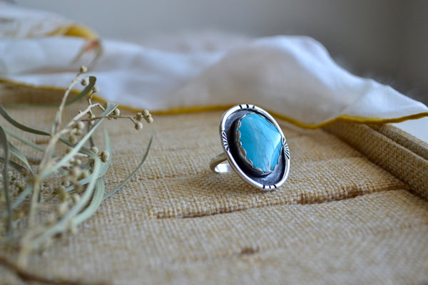 Turquoise Sterling Silver Ring (Size 6.5)
