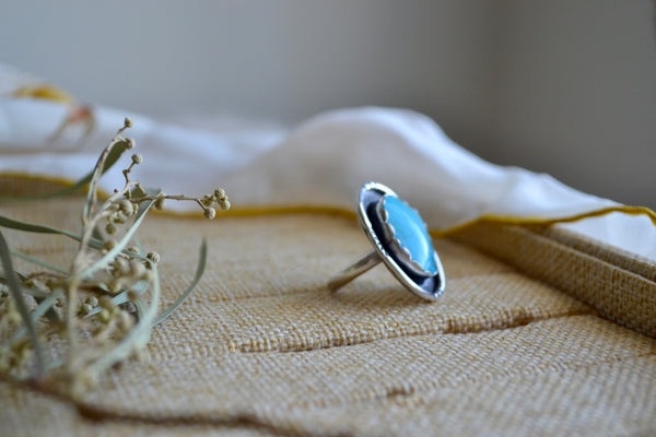 Turquoise Sterling Silver Ring (Size 6.5)